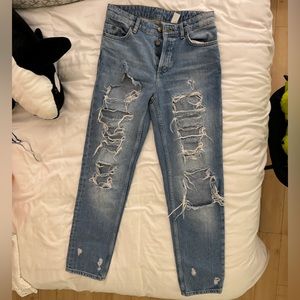 Low waist, boyfriend, ripped jeans size US2